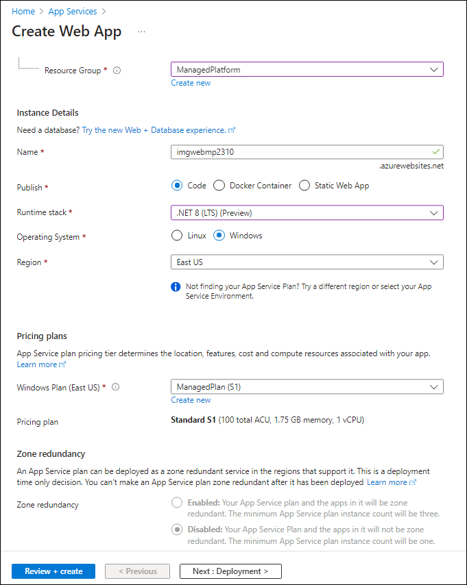 Create web app blade