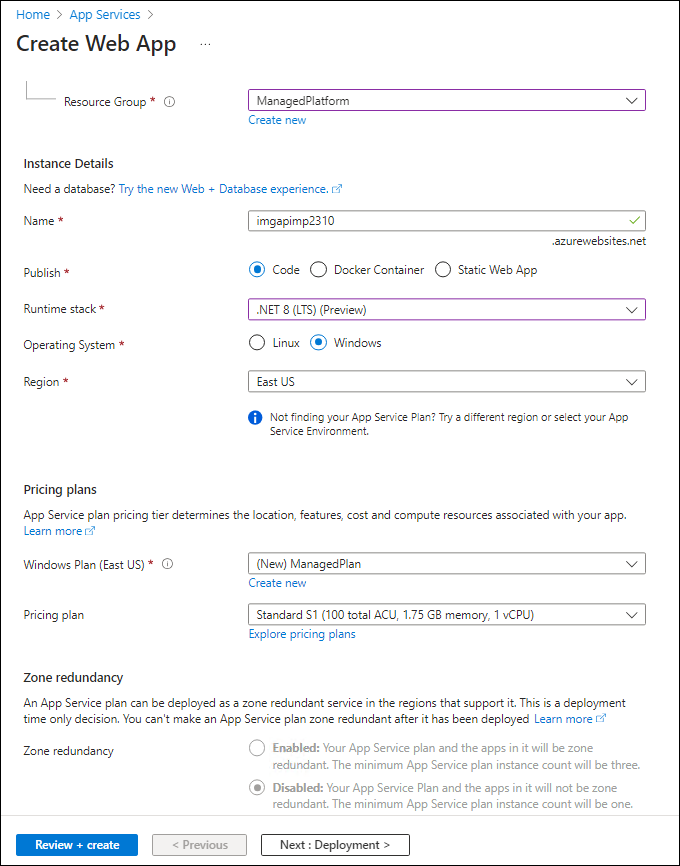 Create web app blade